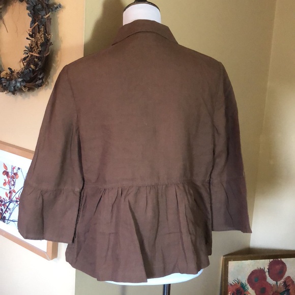 J JILL size Medium 100% Linen Jacket Empire BellSleeve LagenLook Fabric Buttons - Picture 4 of 16